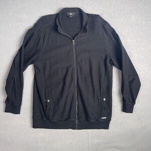 Calvin Klein Full Zip Mock Neck Cardigan Sweater Men‎ Large Black Long Sleeve